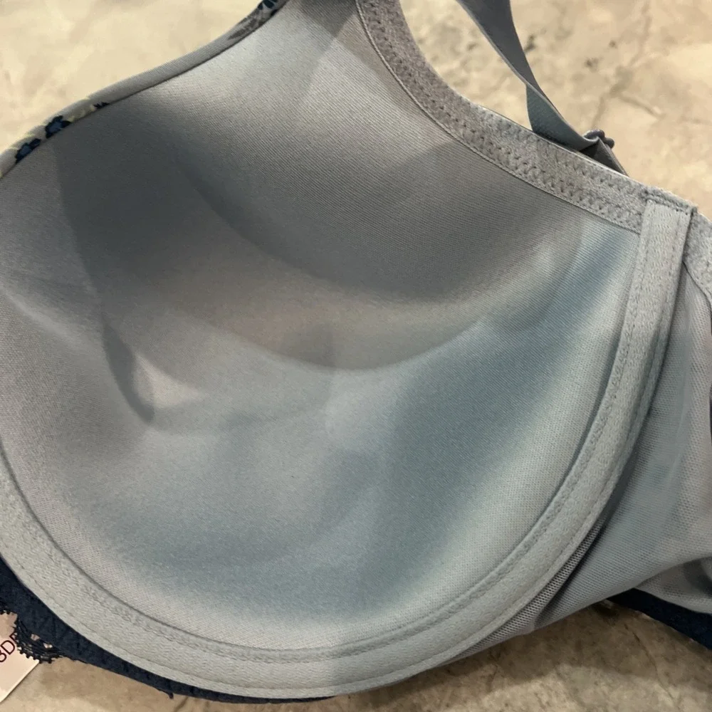 Adore Me Bra 38DD Push Up Plunge‎ Underwire Blue Floral